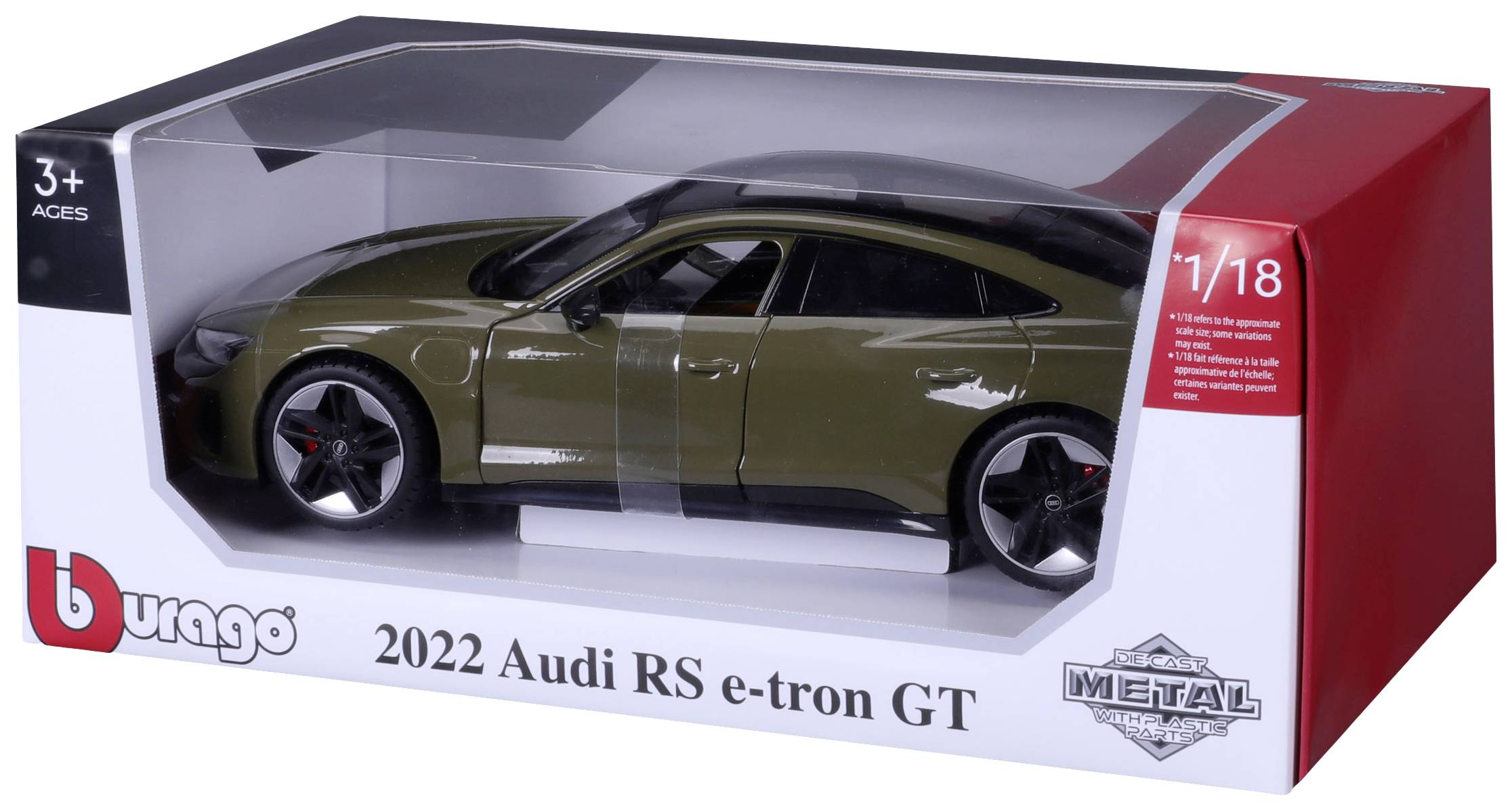 Bburago Audi RS e-tron GT 2022, tactical grün 1:18 Modellauto