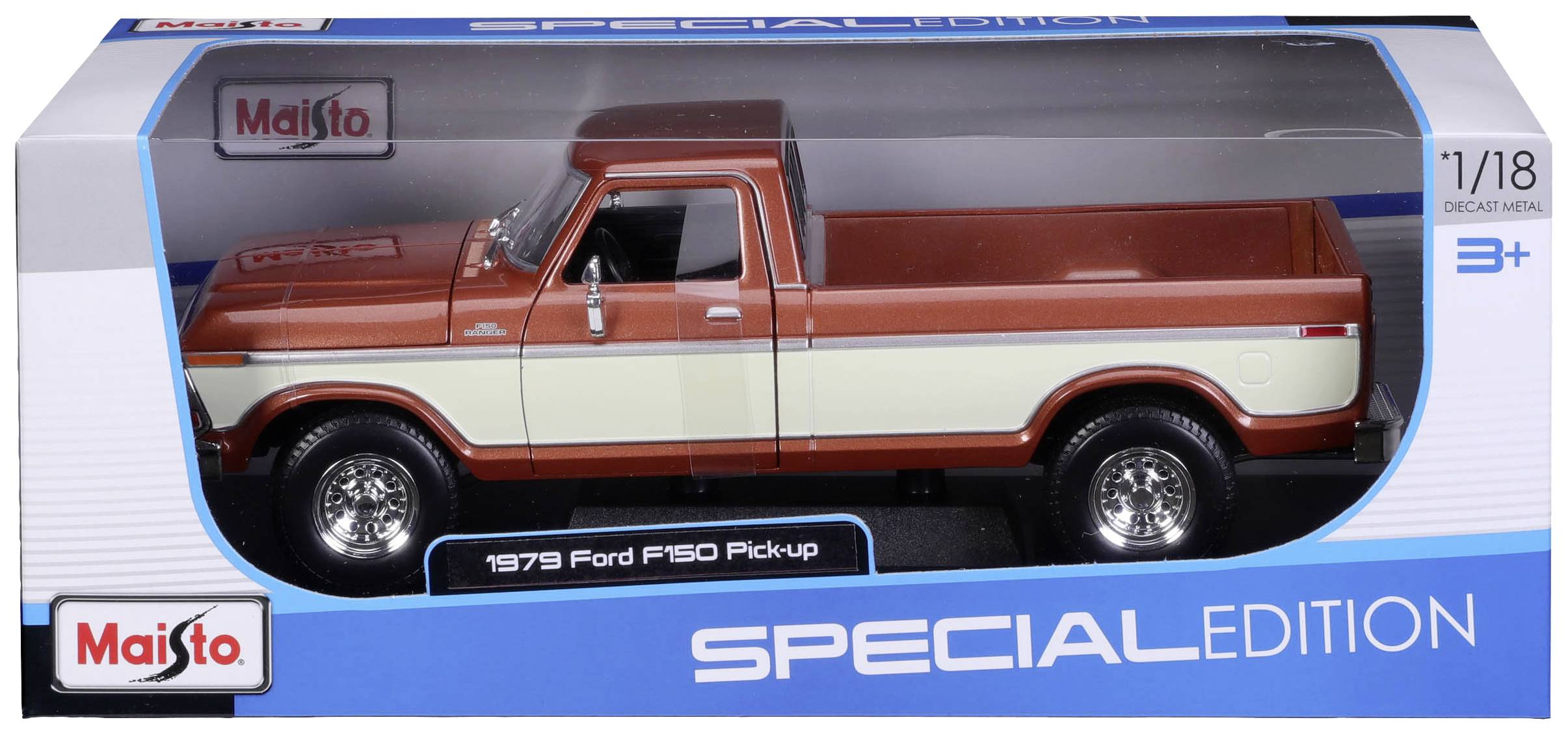 Maisto Ford F150 Pick-Up 1979, braun/crème 1:18 Modellauto