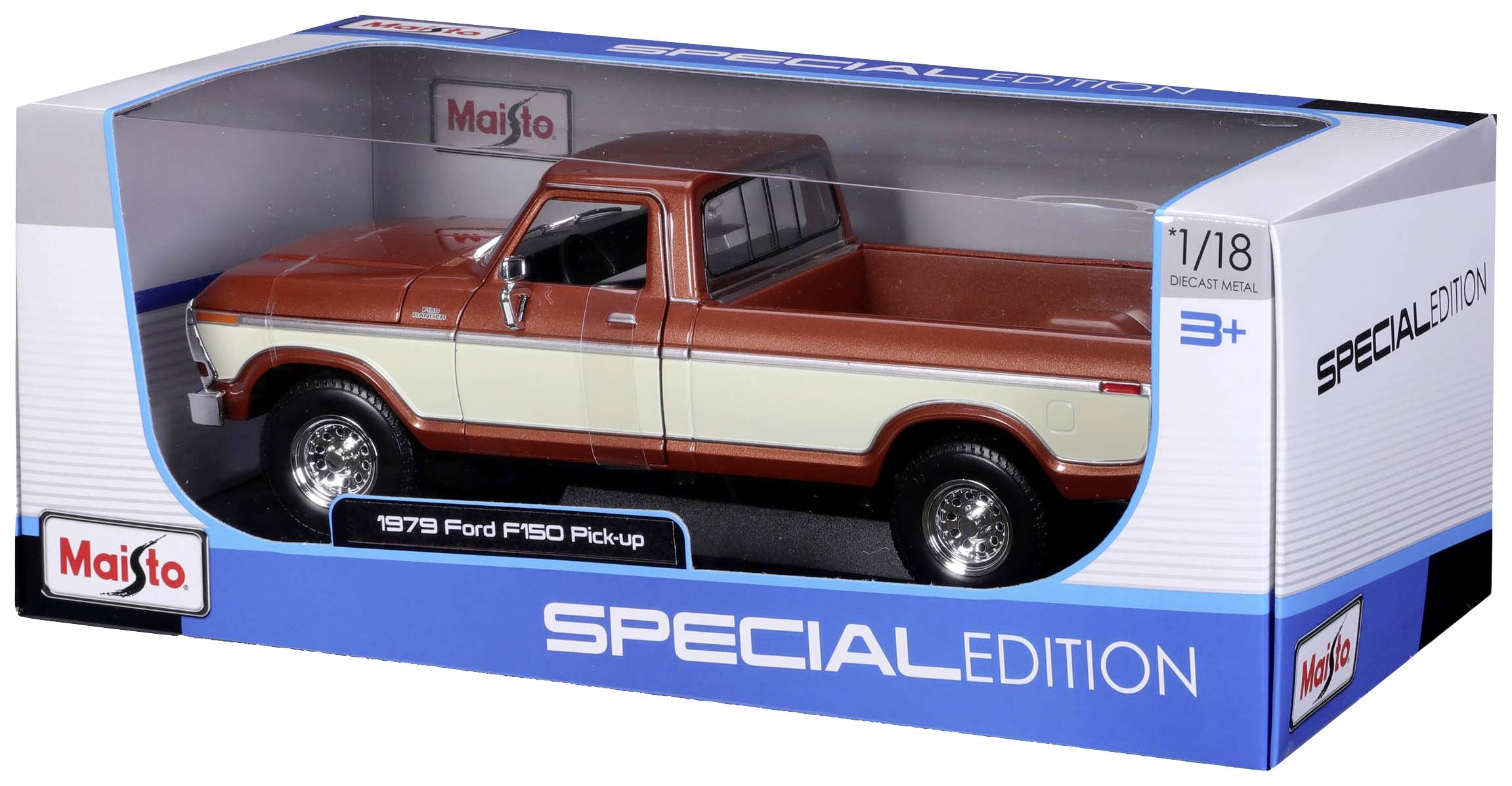 Maisto Ford F150 Pick-Up 1979, braun/crème 1:18 Modellauto
