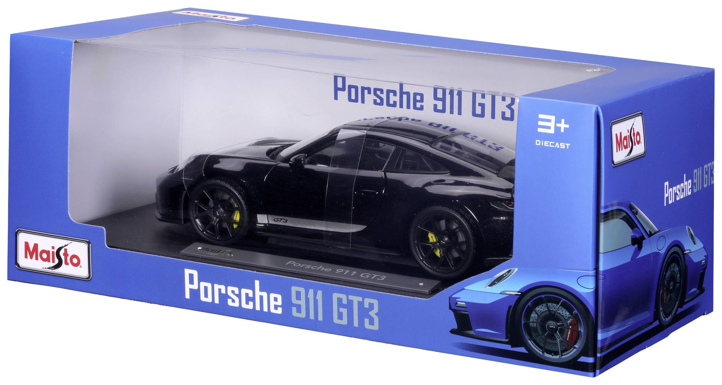 Maisto Porsche 911 GT3 2023, schwarz 1:18 Modellauto
