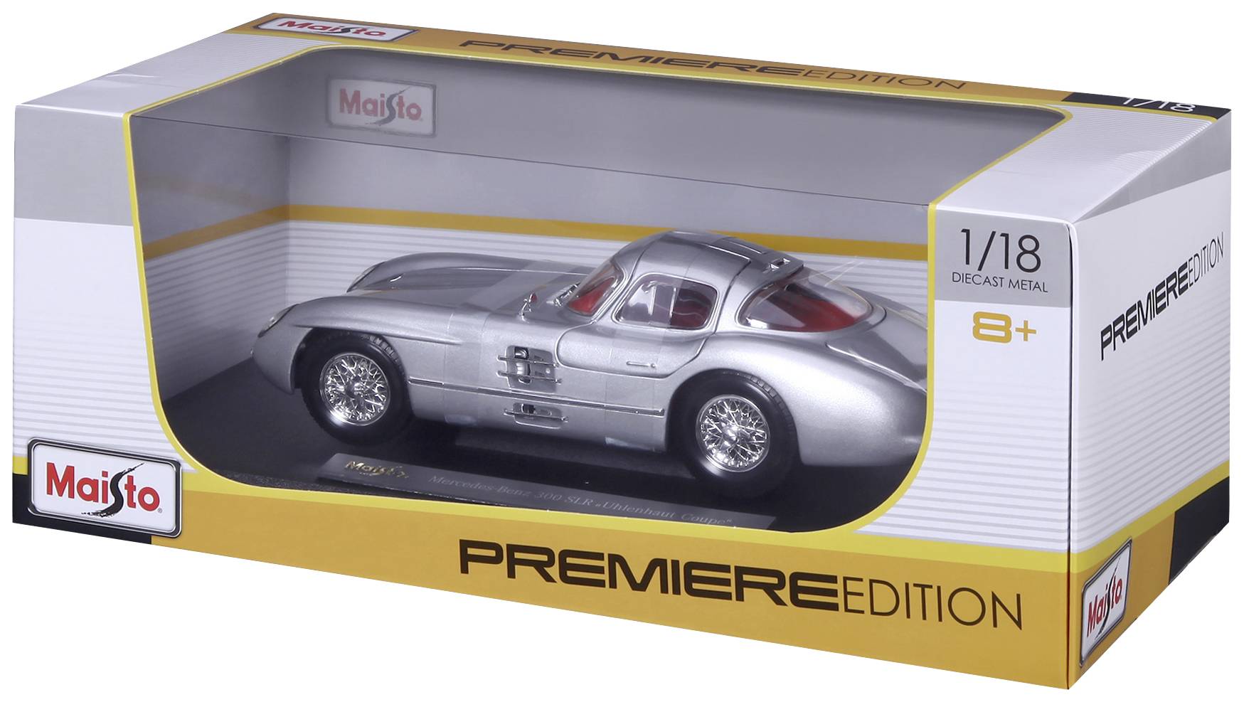 Maisto Mercedes 300SLR Uhlenhaut Coupe 1955, Silber 1:18 Modellauto