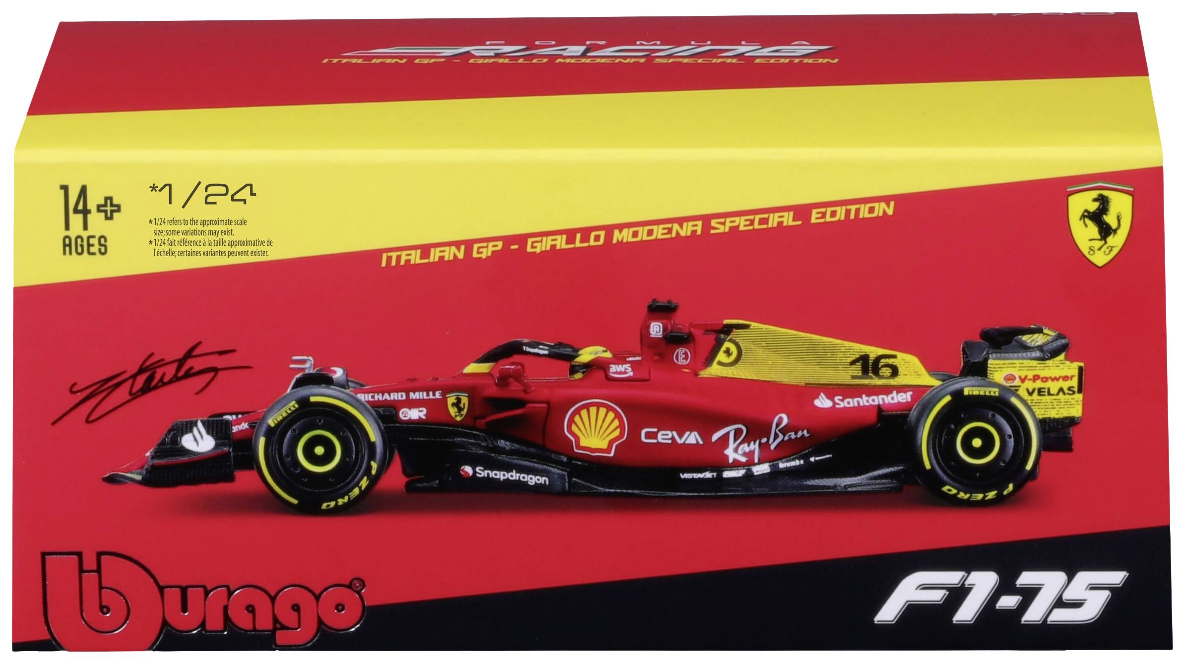 Bburago F1 Ferrari F1-75 2022, Leclerc 1:24 Modellauto