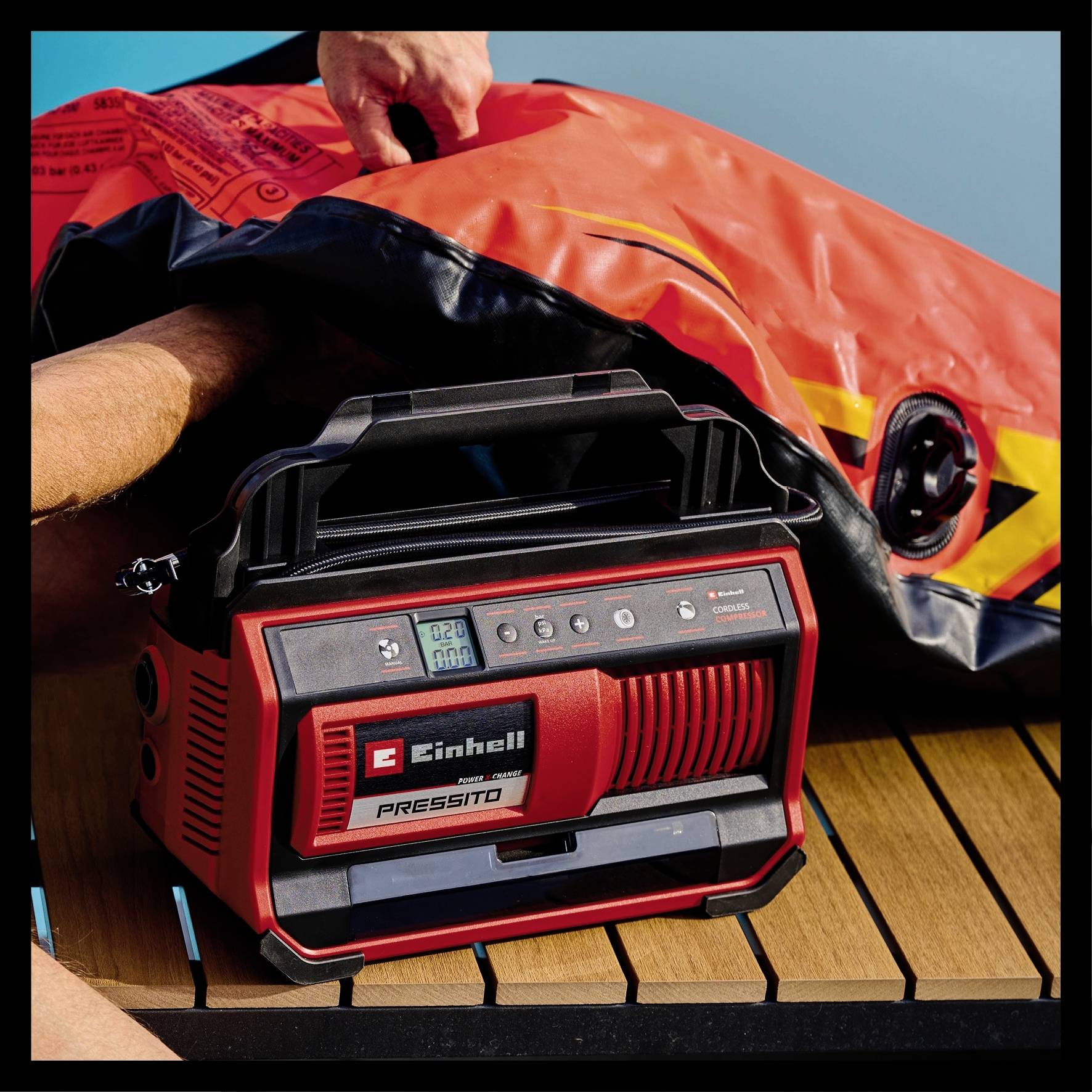 Einhell 4020420 Akku-Kompressor PRESSITO 18/25 Power X-Change 11 bar Digitales Display