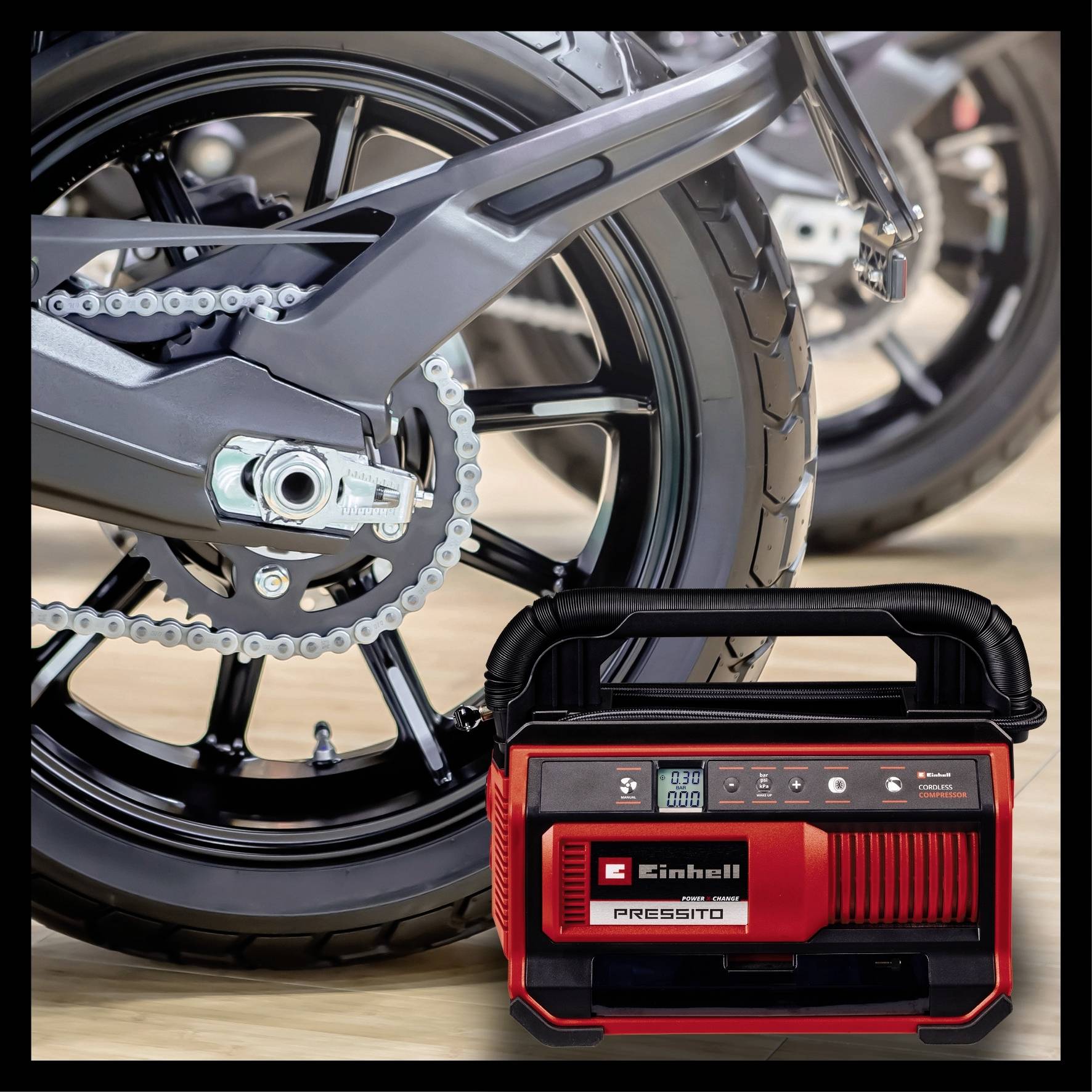 Einhell 4020420 Akku-Kompressor PRESSITO 18/25 Power X-Change 11 bar Digitales Display