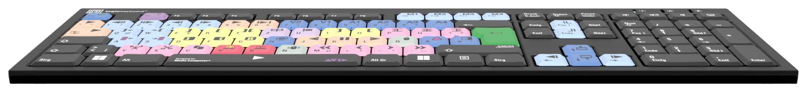 Logickeyboard Avid Media Composer Slim Kabelgebunden Tastatur Deutsch, QWERTZ Schwarz Multimediatasten, USB-Hub, Geräuscharme