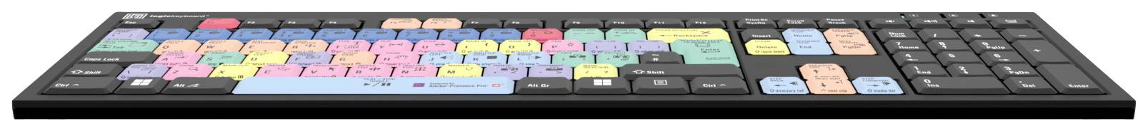 Logickeyboard Adobe Premiere Pro CC Kabelgebunden Tastatur Deutsch, QWERTZ Schwarz Multimediatasten, USB-Hub, Geräuscharme Tasten