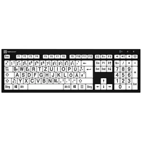 Logickeyboard XL-Print Kabelgebunden Tastatur Deutsch, QWERTZ Schwarz Multimediatasten, USB-Hub, Geräuscharme Tasten Logickeyboard XL-Print Kabelgebunden Tastatur Deutsch, QWERTZ Schwarz Multimediatasten, USB-Hub, Geräuscharme Tasten
