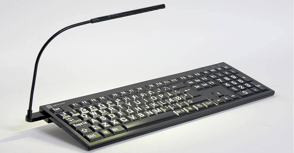 Logickeyboard XL-Print Kabelgebunden Tastatur Deutsch, QWERTZ Schwarz Multimediatasten, USB-Hub, Geräuscharme Tasten