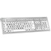 Logickeyboard XL-Print Kabelgebunden Tastatur Deutsch, QWERTZ Weiß Multimediatasten, USB-Hub, Geräuscharme Tasten