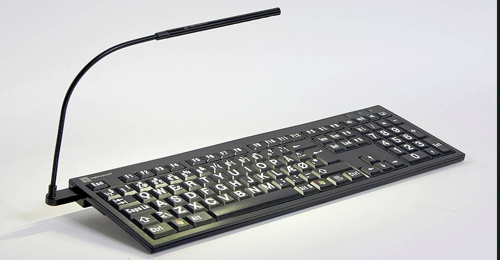 Logickeyboard XL-Print Kabelgebunden Tastatur Deutsch, QWERTZ Schwarz Multimediatasten, USB-Hub, Geräuscharme Tasten