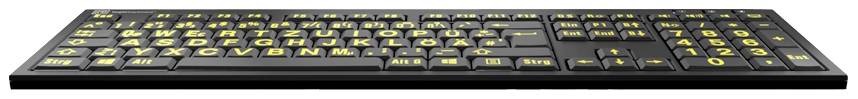 Logickeyboard XL-Print Kabelgebunden Tastatur Deutsch, QWERTZ Schwarz Multimediatasten, USB-Hub, Geräuscharme Tasten