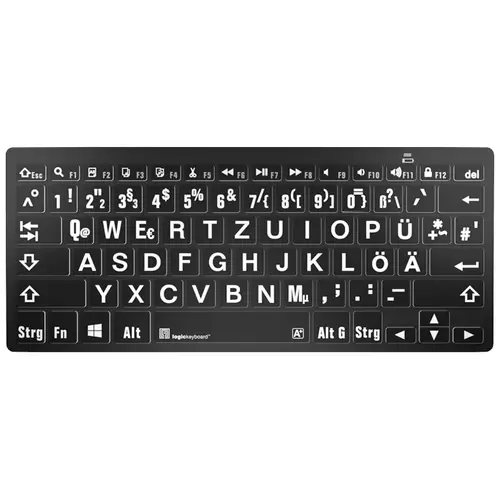 Logickeyboard XL-Print Bluetooth® Tastatur Deutsch, QWERTZ Schwarz Multimediatasten, USB-Hub, Geräu Logickeyboard XL-Print Bluetooth® Tastatur Deutsch, QWERTZ Schwarz Multimediatasten, USB-Hub, Geräu