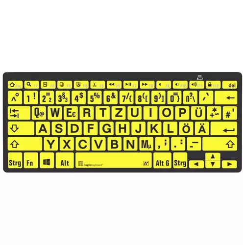 Logickeyboard XL-Print Bluetooth® Tastatur Deutsch, QWERTZ Gelb/Schwarz Multimediatasten, USB-Hub Logickeyboard XL-Print Bluetooth® Tastatur Deutsch, QWERTZ Gelb/Schwarz Multimediatasten, USB-Hub