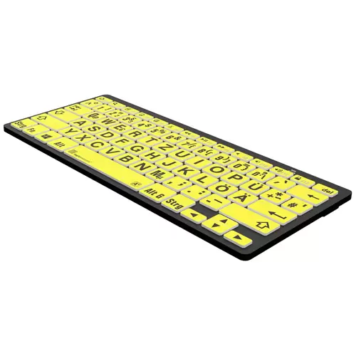 Logickeyboard XL-Print Bluetooth® Tastatur Deutsch, QWERTZ Gelb/Schwarz Multimediatasten, USB-Hub Logickeyboard XL-Print Bluetooth® Tastatur Deutsch, QWERTZ Gelb/Schwarz Multimediatasten, USB-Hub