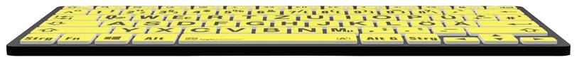 Logickeyboard XL-Print Bluetooth® Tastatur Deutsch, QWERTZ Gelb/Schwarz Multimediatasten, USB-Hub, Geräuscharme Tasten