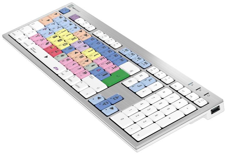 Logickeyboard Avid Media Composer ALBA Kabelgebunden Tastatur Deutsch, QWERTZ Grau Multimediatasten, USB-Hub, Geräuscharme Tasten