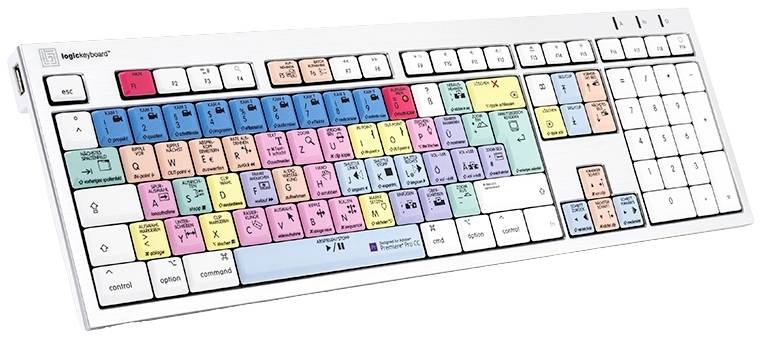 Logickeyboard Adobe Premiere Pro CC Kabelgebunden Tastatur Deutsch, QWERTZ Weiß Multimediatasten, USB-Hub, Geräuscharme Tasten