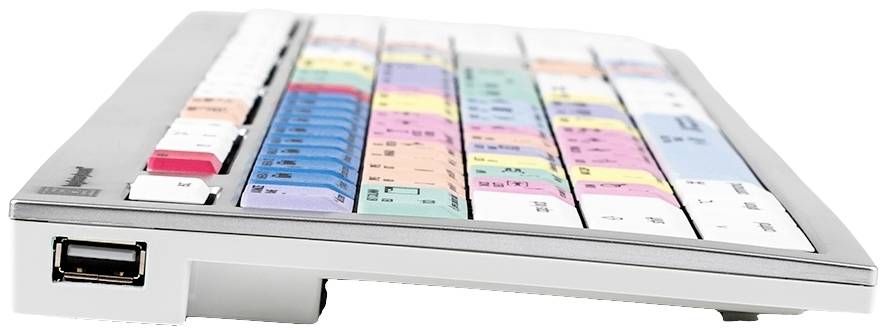 Logickeyboard Adobe Premiere Pro CC Kabelgebunden Tastatur Deutsch, QWERTZ Weiß Multimediatasten, USB-Hub, Geräuscharme Tasten