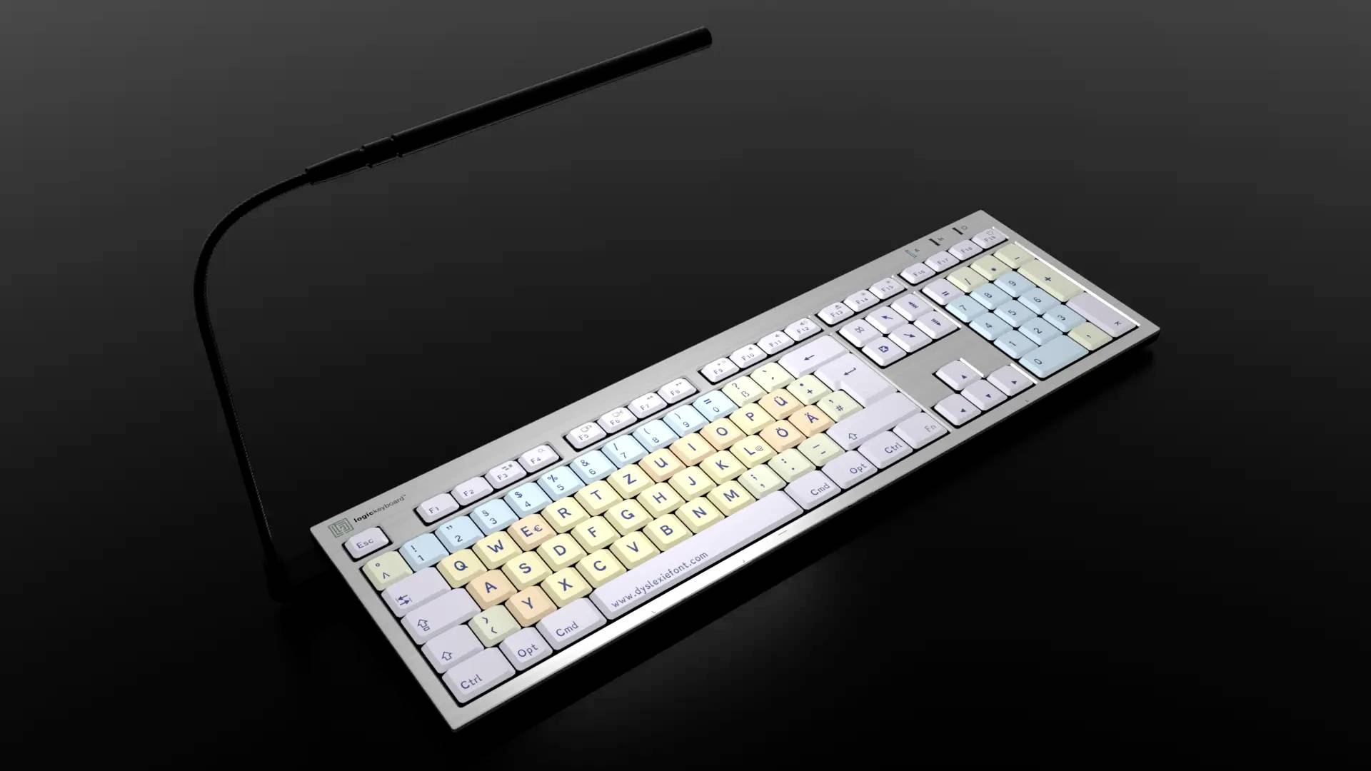 Logickeyboard Dyslexie Lagasthenie ALBA Kabelgebunden Tastatur Deutsch, QWERTZ Weiß