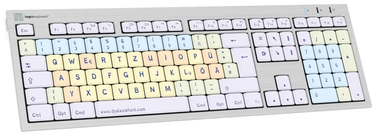 Logickeyboard Dyslexie Lagasthenie ALBA Kabelgebunden Tastatur Deutsch, QWERTZ Weiß