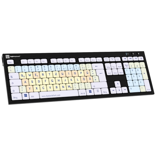 Logickeyboard Dyslexie Lagasthenie Nero Kabelgebunden Tastatur Deutsch, QWERTZ Schwarz