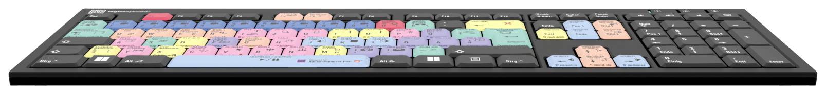 Logickeyboard Adobe Premiere Pro CC Kabelgebunden Tastatur Deutsch, QWERTZ Schwarz Multimediatasten, USB-Hub, Geräuscharme Tasten