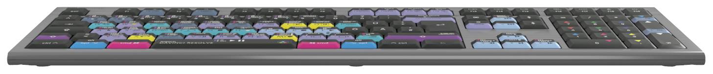 Logickeyboard Davinci Resolve Astra Kabelgebunden Tastatur Deutsch, QWERTZ Grau Multimediatasten, USB-Hub, Geräuscharme Tasten