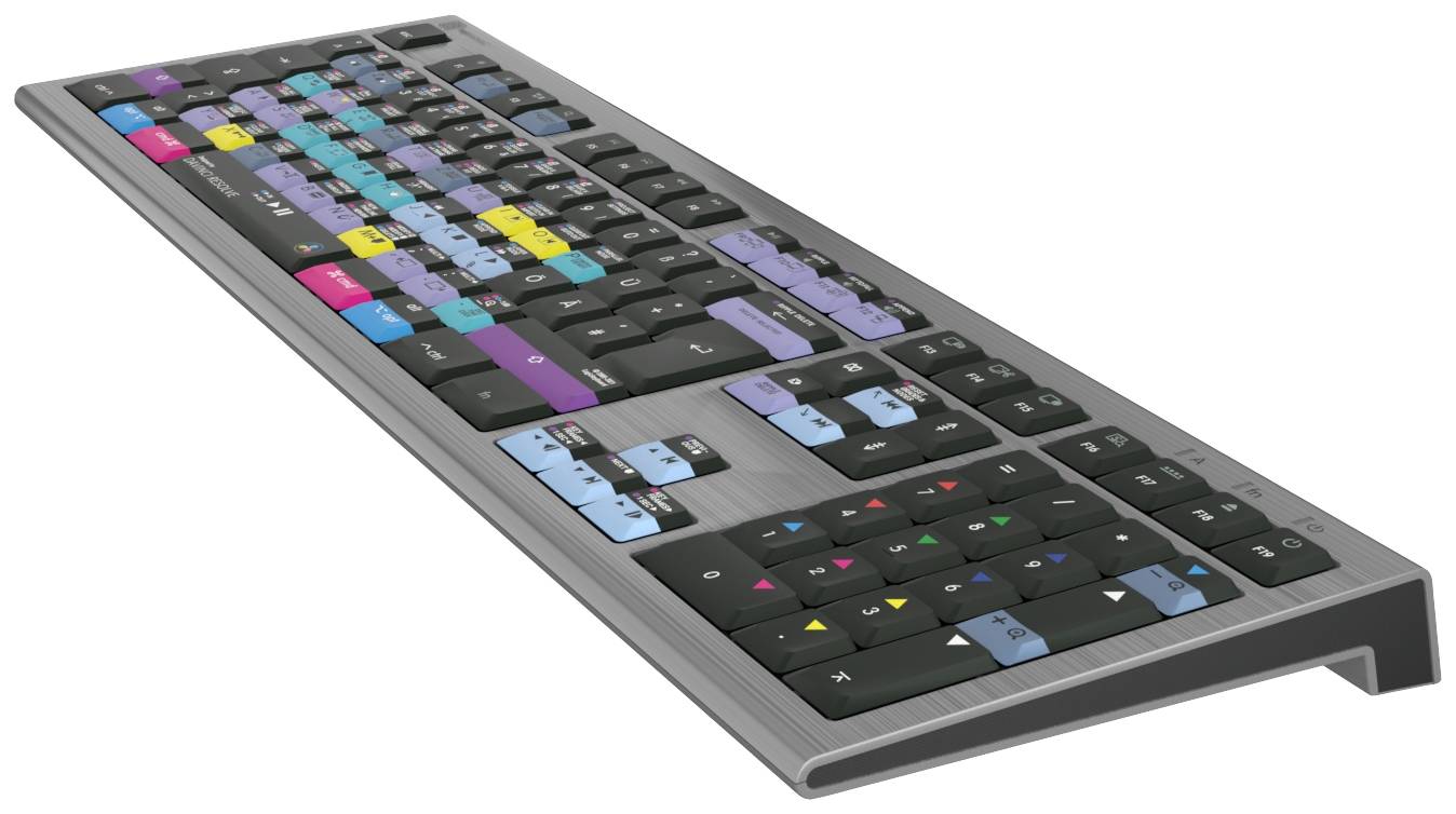 Logickeyboard Davinci Resolve Astra Kabelgebunden Tastatur Deutsch, QWERTZ Grau Multimediatasten, USB-Hub, Geräuscharme Tasten