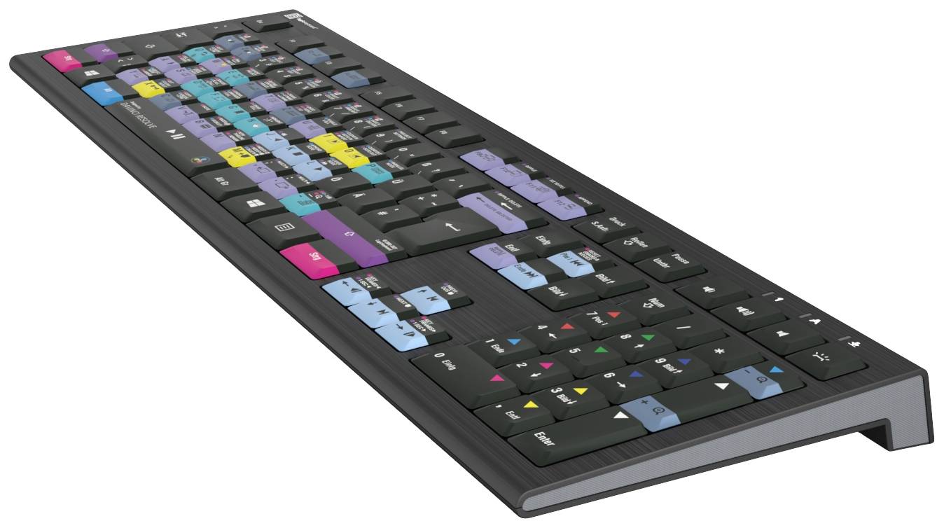 Logickeyboard Davinci Resolve Astra Kabelgebunden Tastatur Deutsch, QWERTZ Schwarz Multimediatasten, USB-Hub, Geräuscharme Tasten