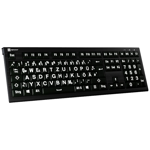 Logickeyboard XL-Print Kabelgebunden Tastatur Deutsch, QWERTZ Schwarz Multimediatasten, USB-Hub, Geräuscharme Tasten Logickeyboard XL-Print Kabelgebunden Tastatur Deutsch, QWERTZ Schwarz Multimediatasten, USB-Hub, Geräuscharme Tasten