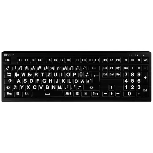Logickeyboard XL-Print Kabelgebunden Tastatur Deutsch, QWERTZ Schwarz Multimediatasten, USB-Hub, Geräuscharme Tasten Logickeyboard XL-Print Kabelgebunden Tastatur Deutsch, QWERTZ Schwarz Multimediatasten, USB-Hub, Geräuscharme Tasten
