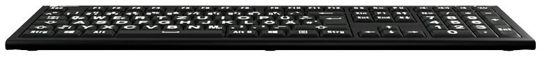 Logickeyboard XL-Print Kabelgebunden Tastatur Deutsch, QWERTZ Schwarz Multimediatasten, USB-Hub, Geräuscharme Tasten