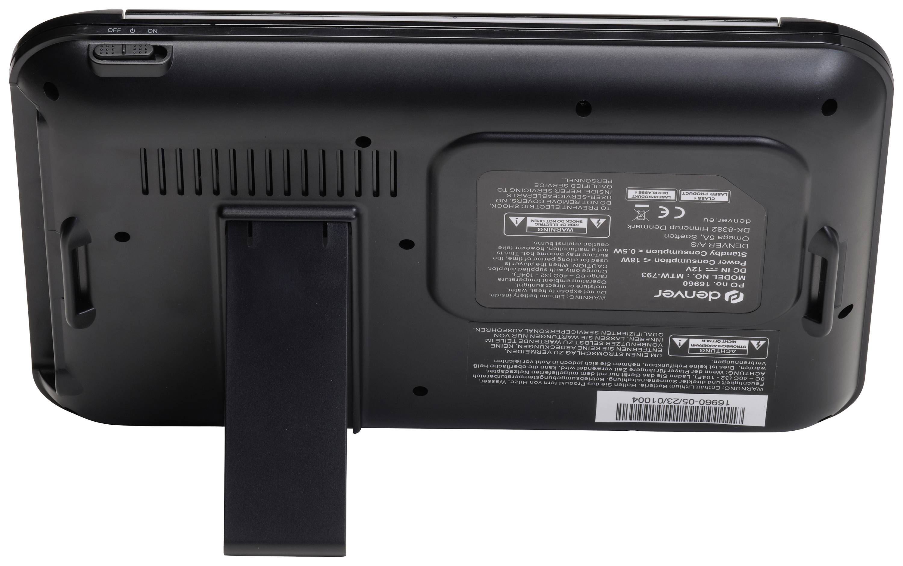 Denver MTW-793 Tragbarer DVD-Player 17.78cm 7 Zoll EEK: D (A - G) Akkubetrieb, inkl. 12V Kfz-Anschlusskabel, inkl. zweiter