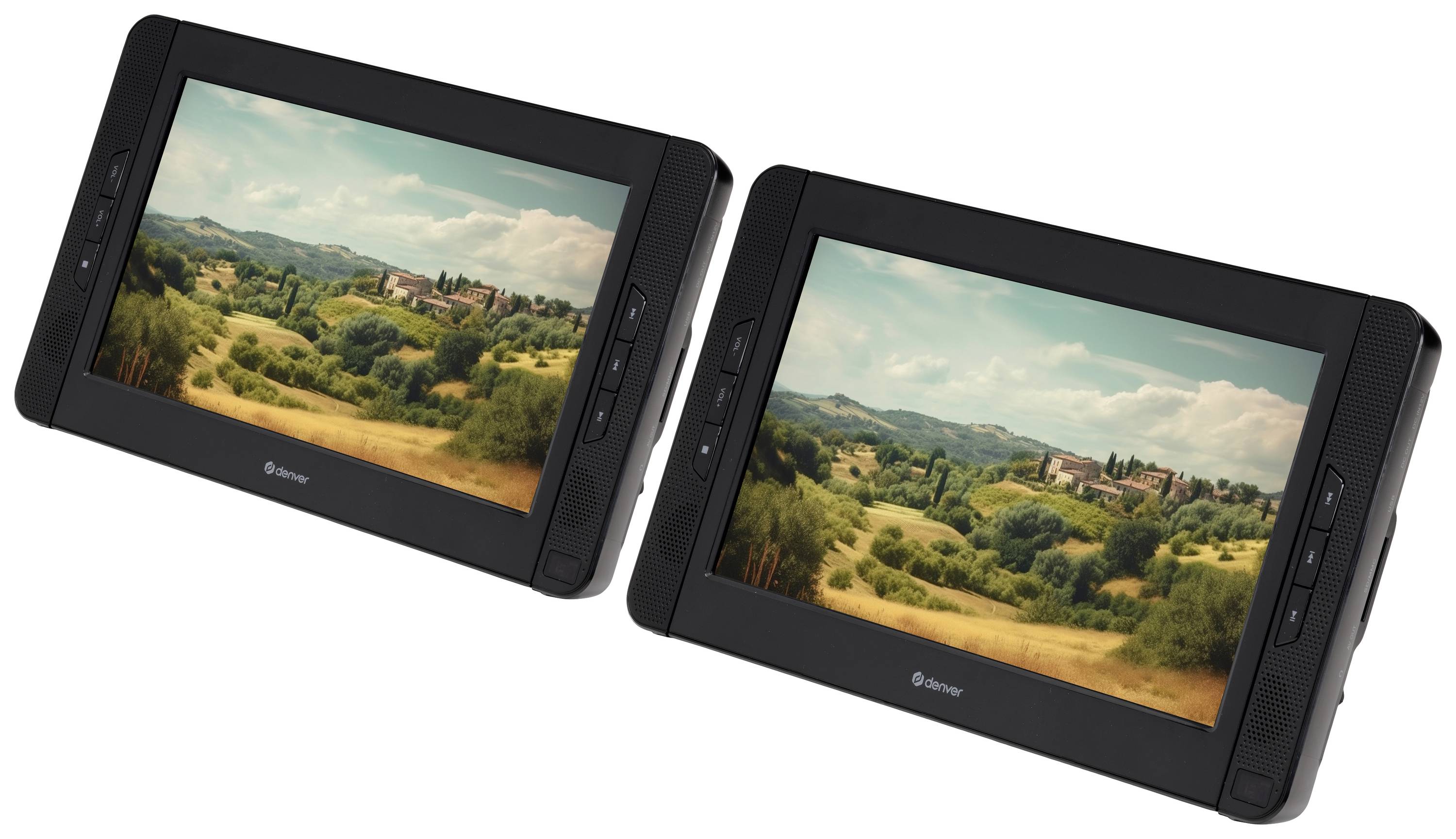 Denver MTW-1098 Tragbarer DVD-Player 25.4 cm 10 Zoll EEK: D (A - G) Akkubetrieb, inkl. 12 V Kfz-Anschlusskabel, inkl. zweiter Bildschirm Schwarz