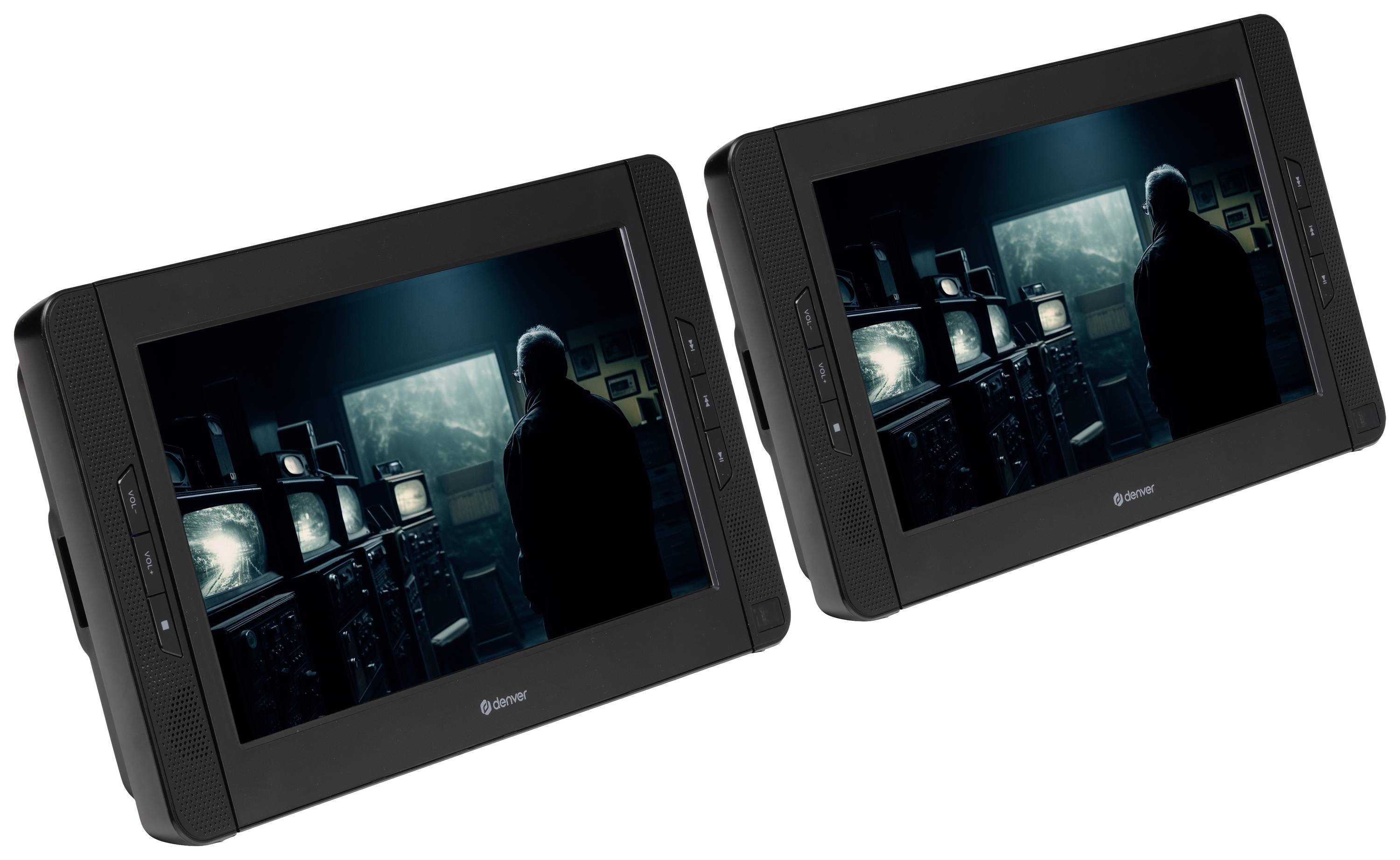 Denver MTW-1098 Tragbarer DVD-Player 25.4 cm 10 Zoll EEK: D (A - G) Akkubetrieb, inkl. 12 V Kfz-Anschlusskabel, inkl. zweiter Bildschirm Schwarz