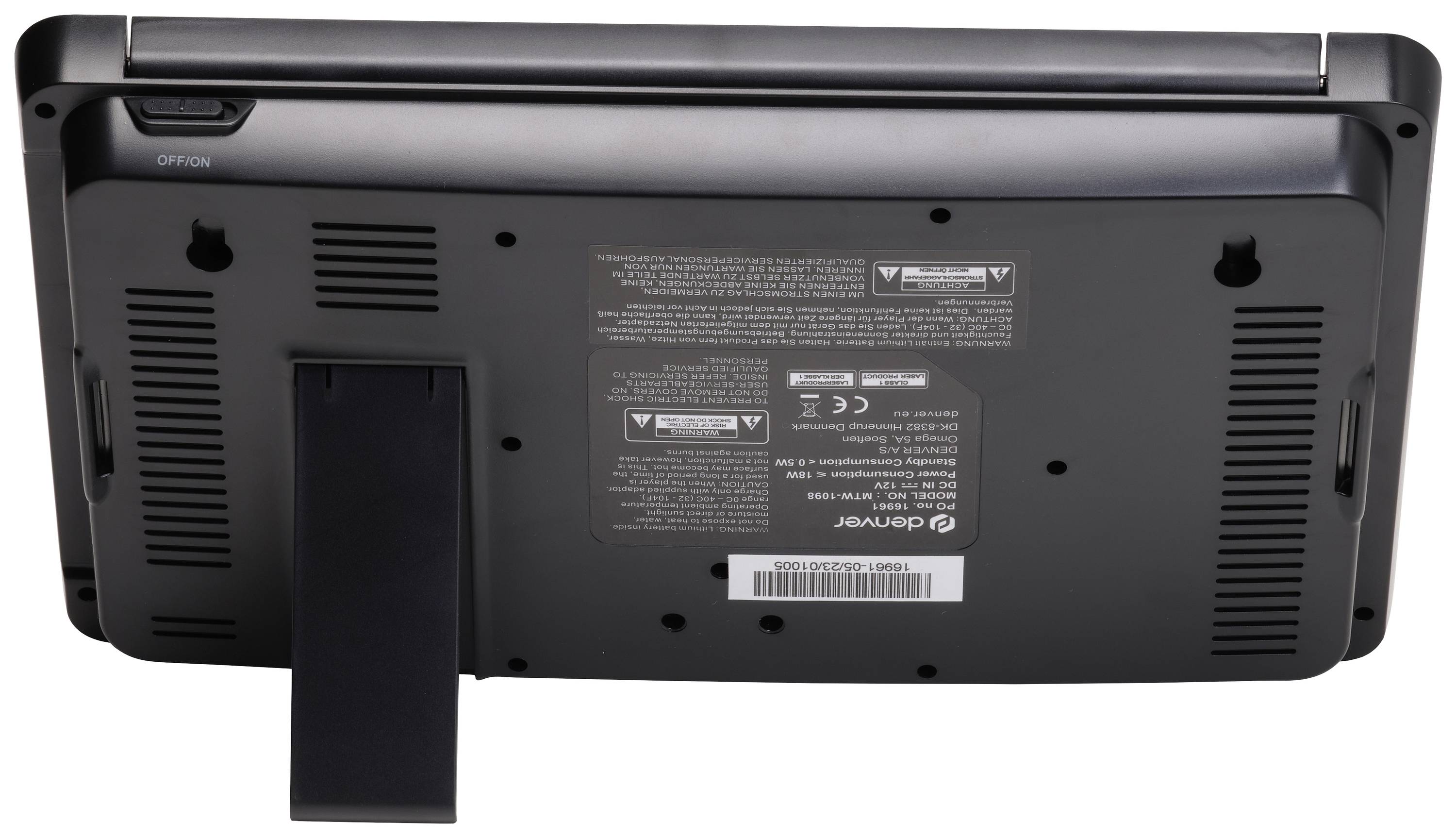 Denver MTW-1098 Tragbarer DVD-Player 25.4 cm 10 Zoll EEK: D (A - G) Akkubetrieb, inkl. 12 V Kfz-Anschlusskabel, inkl. zweiter Bildschirm Schwarz