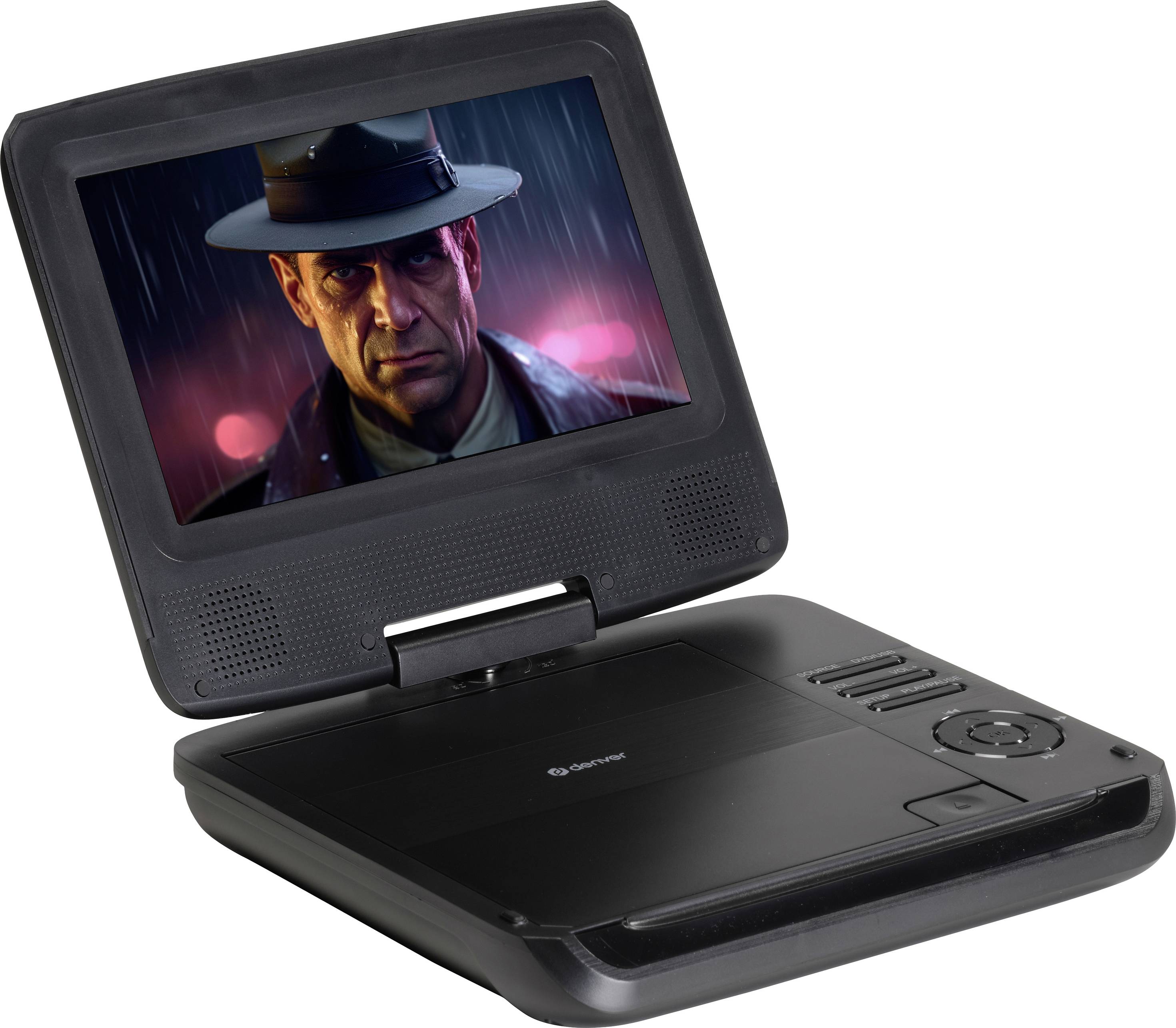 Denver MT-792 Tragbarer DVD-Player 17.78 cm 7 Zoll EEK: B (A - G) Akkubetrieb, inkl. 12 V Kfz-Anschlusskabel Schwarz