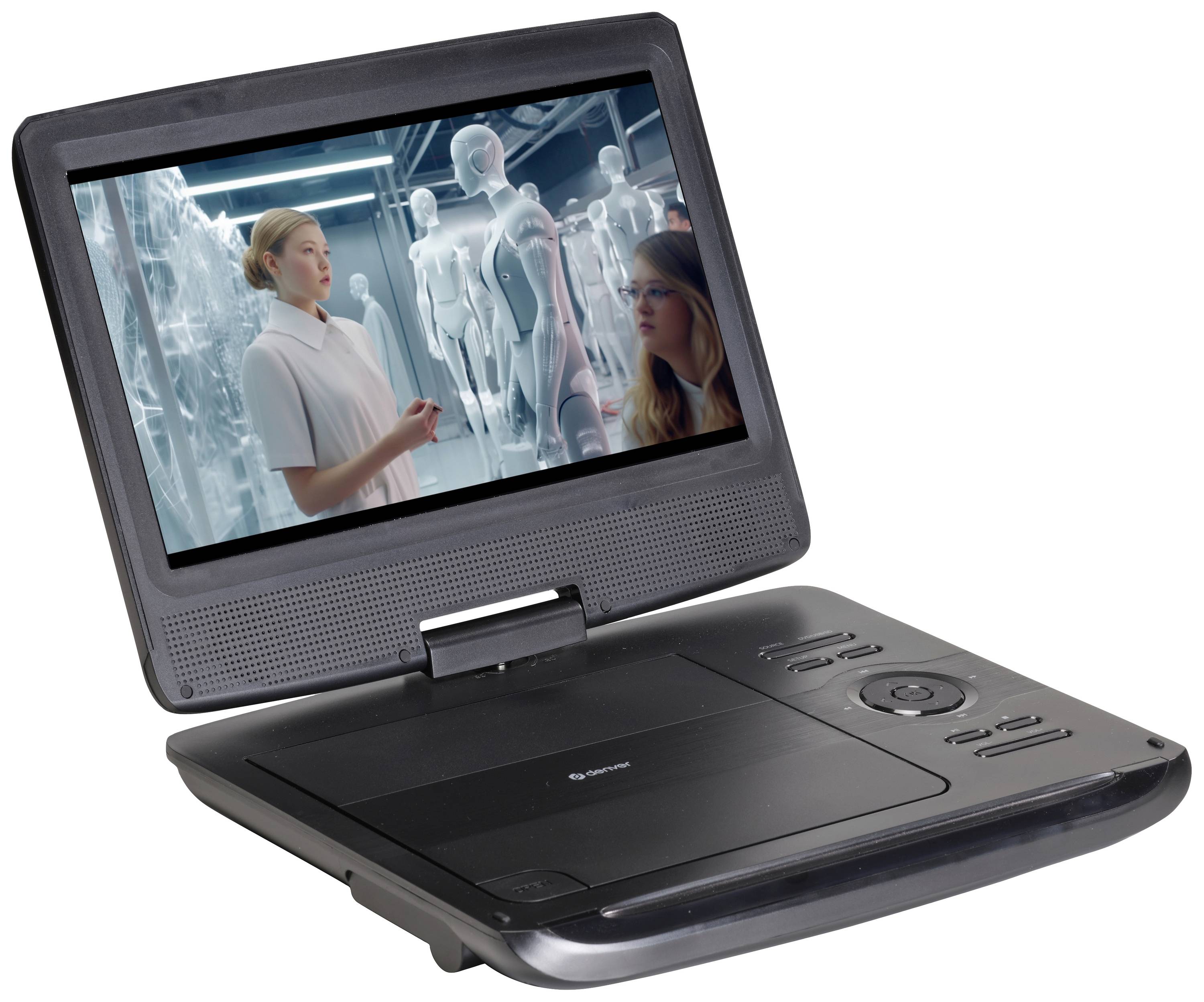 Denver MT-1097 Tragbarer DVD-Player 25.4 cm 10 Zoll EEK: C (A - G) Akkubetrieb, inkl. 12 V Kfz-Anschlusskabel Schwarz