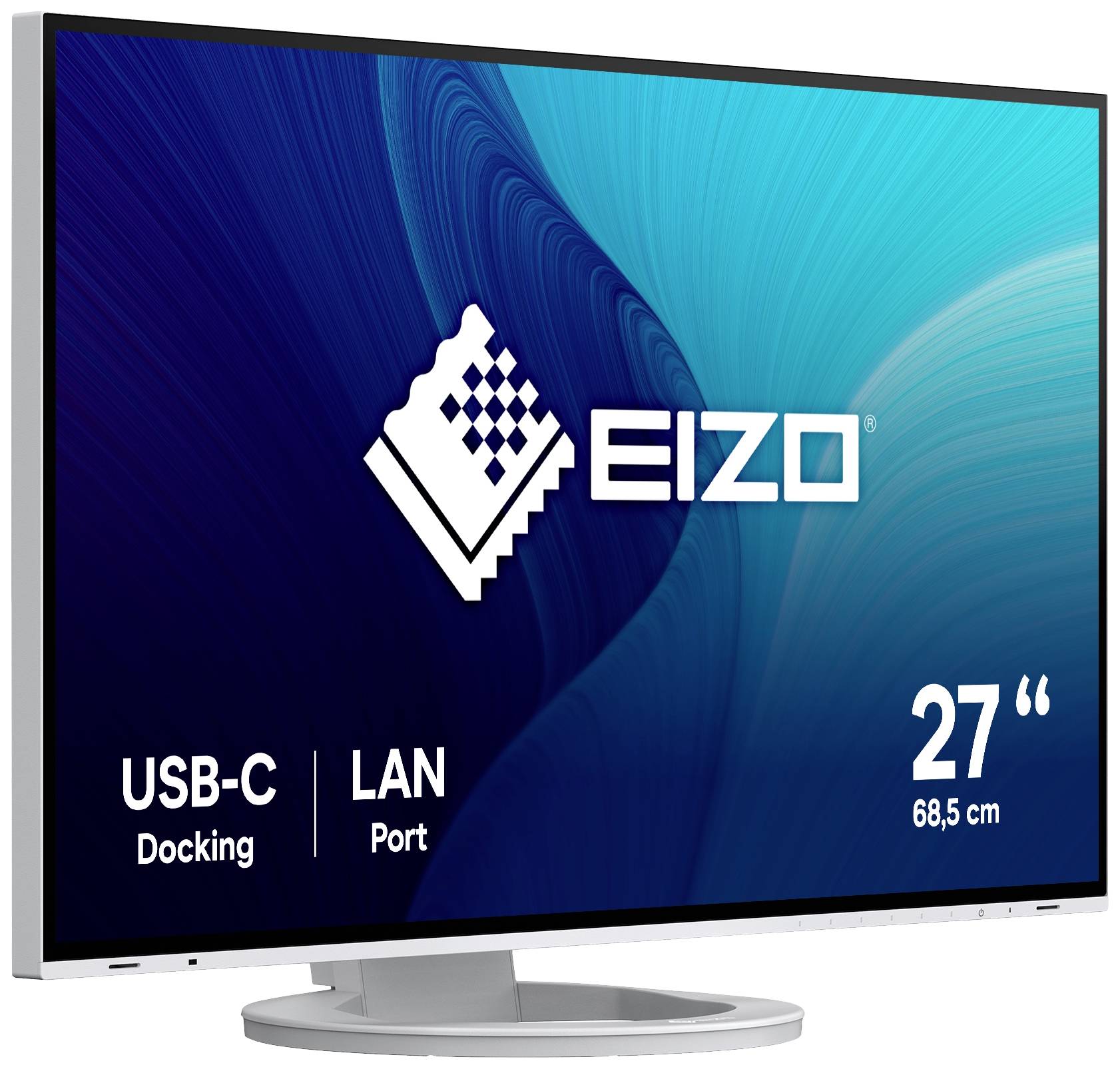 Eizo Monitor mit 27 Zoll Bildschirmdiagonale, USB-C Docking, LAN-Port.