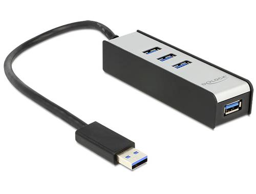 Delock 62534 4 Port USB 3.2 Gen 1-Hub (USB 3.0) Schwarz, Silber