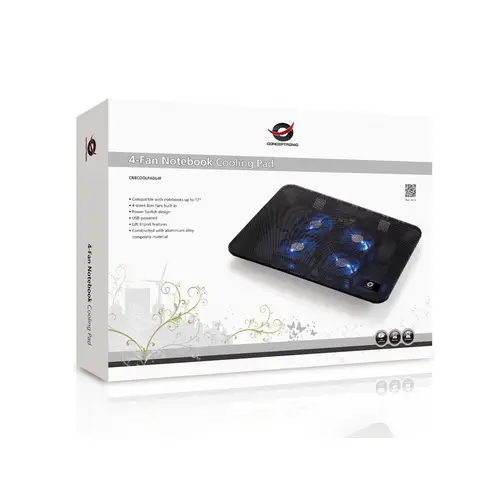 Conceptronic Kühlende Notebook-Unterlage mit 4 Lüftern Notebook-Ständer mit Kühlfunktion Conceptronic Kühlende Notebook-Unterlage mit 4 Lüftern Notebook-Ständer mit Kühlfunktion