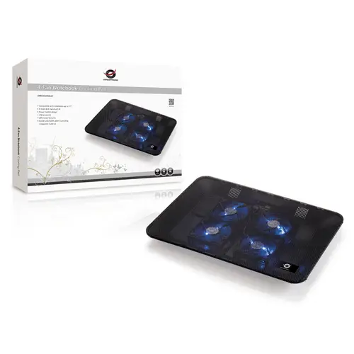 Conceptronic Kühlende Notebook-Unterlage mit 4 Lüftern Notebook-Ständer mit Kühlfunktion Conceptronic Kühlende Notebook-Unterlage mit 4 Lüftern Notebook-Ständer mit Kühlfunktion