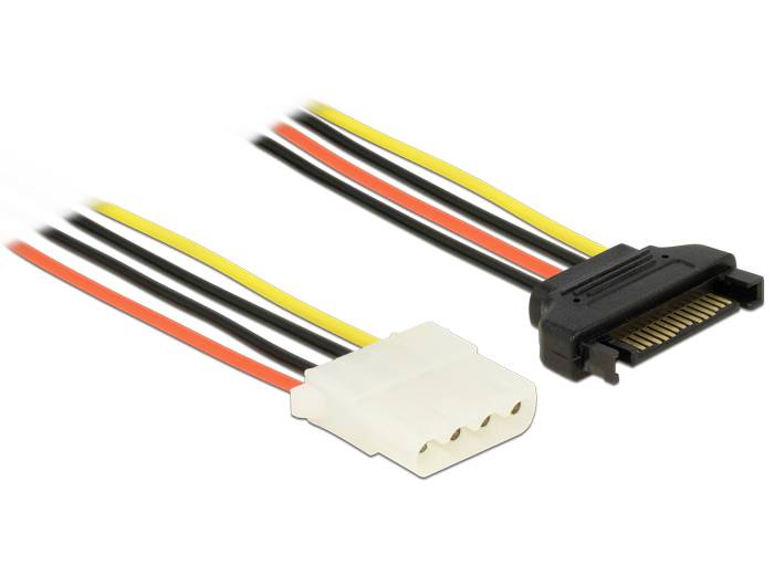 Ein Adapterkabel mit Molex- und SATA-Steckern zum Verbinden von internen Computerlaufwerken mit der Stromversorgung.