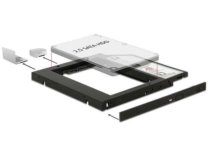 Delock 62669 5.25 Zoll Festplatten-Einbaurahmen auf 2.5 Zoll