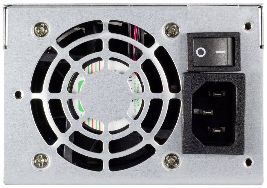 Netzteil-Lüfteransicht mit Schalter und Anschlussbuchse.