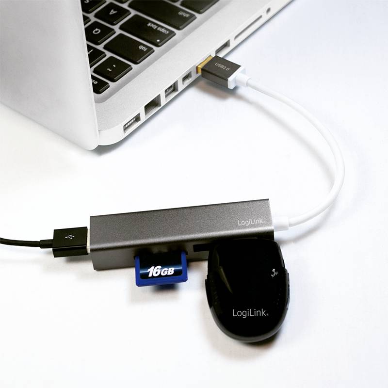 LogiLink UA0306 USB 3.2 Gen 1-Hub (USB 3.0) Silber, Weiß