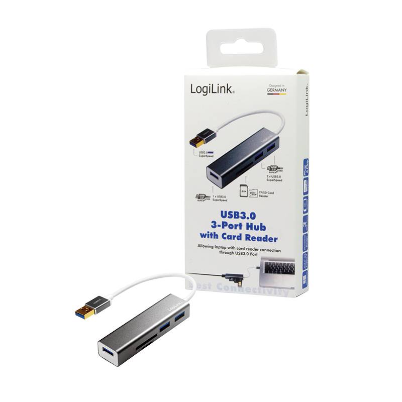 LogiLink UA0306 USB 3.2 Gen 1-Hub (USB 3.0) Silber, Weiß