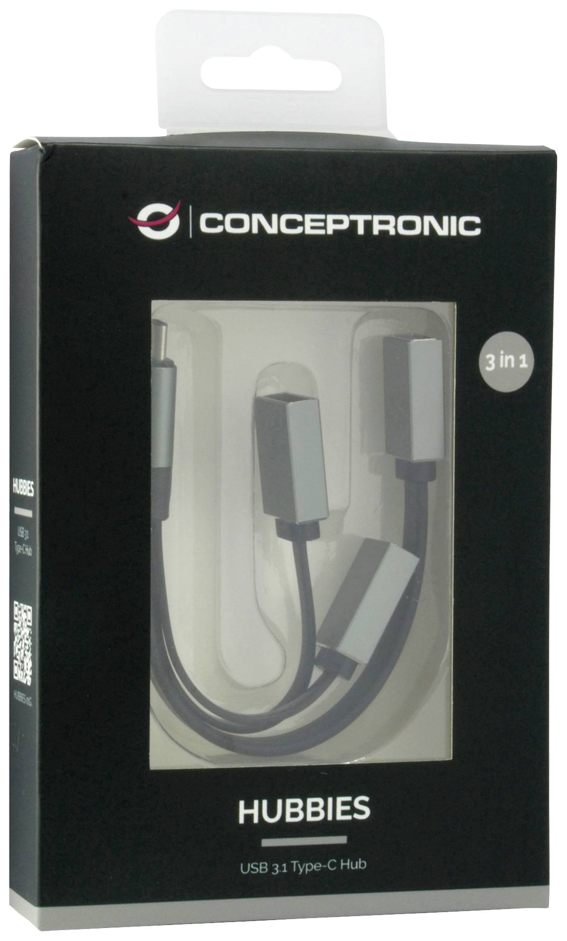 Conceptronic HUBBIES01G USB-Hub 3 Port USB-A USB 3.1 Gen1 5 GBit/s mit USB-C® Stecker Grau HUBBIES01G