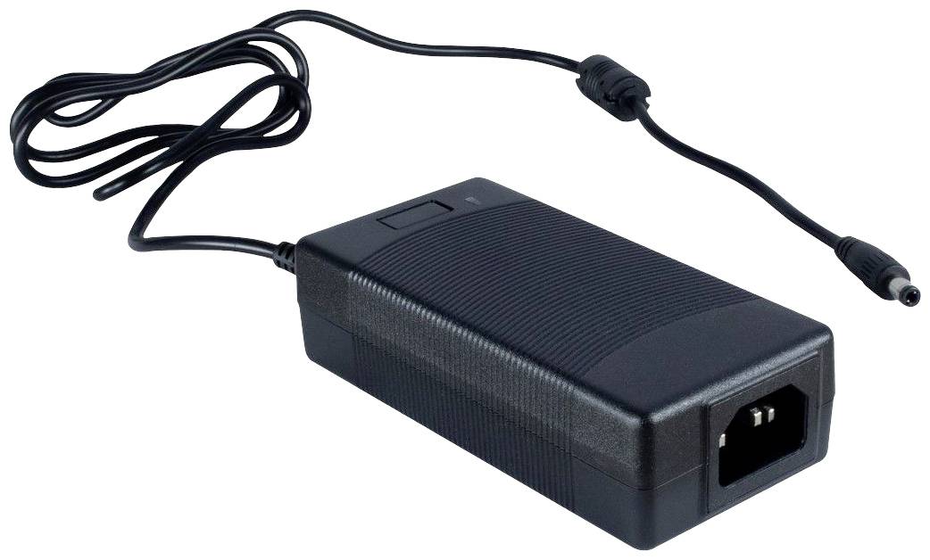 Schwarzes Netzteil mit Kabel, geeignet für elektronische Geräte.