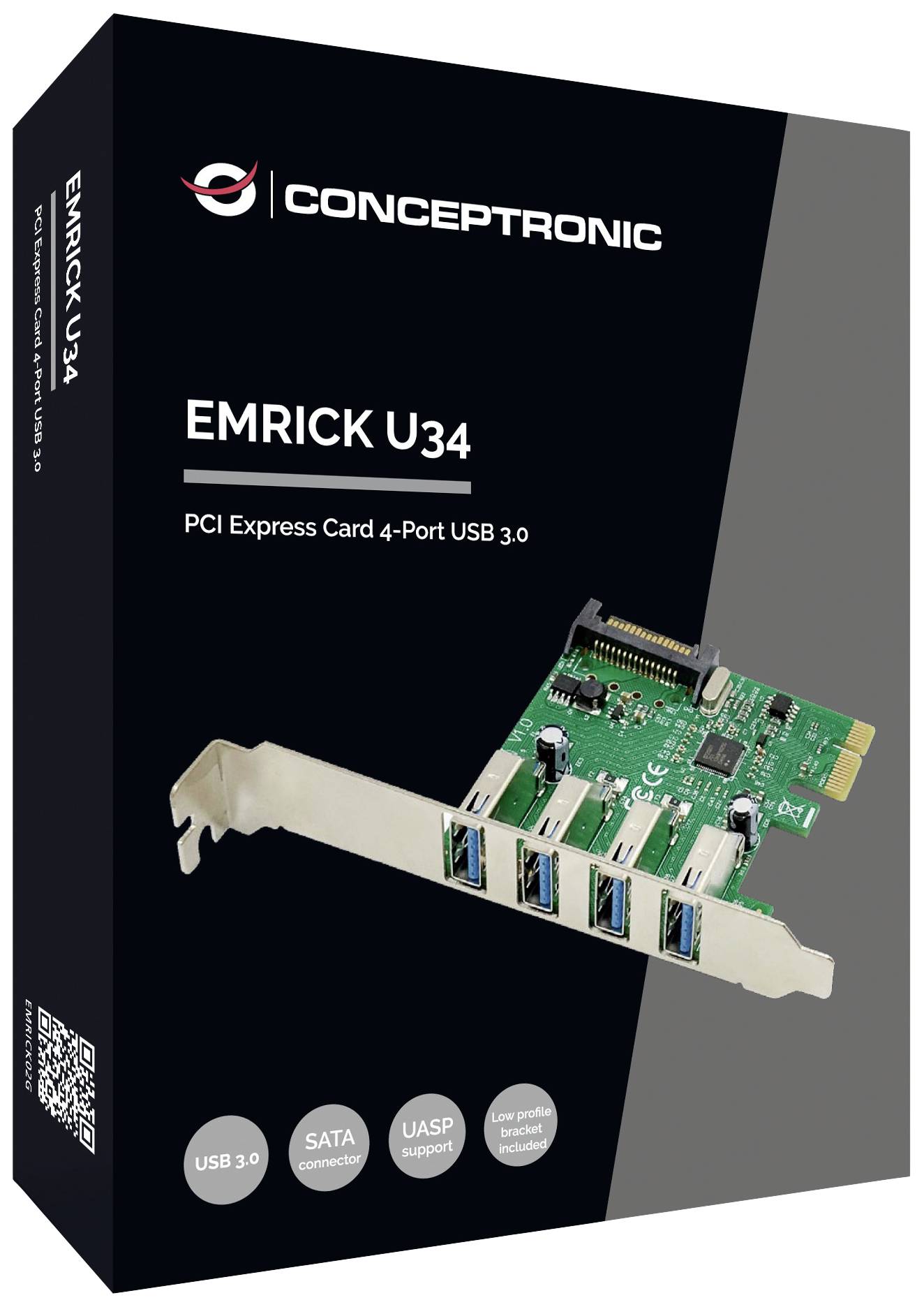 Conceptronic EMRICK U34, 4-Port-USB-3.0 PCI-Express-Karte PCI-Express Karte PCIe